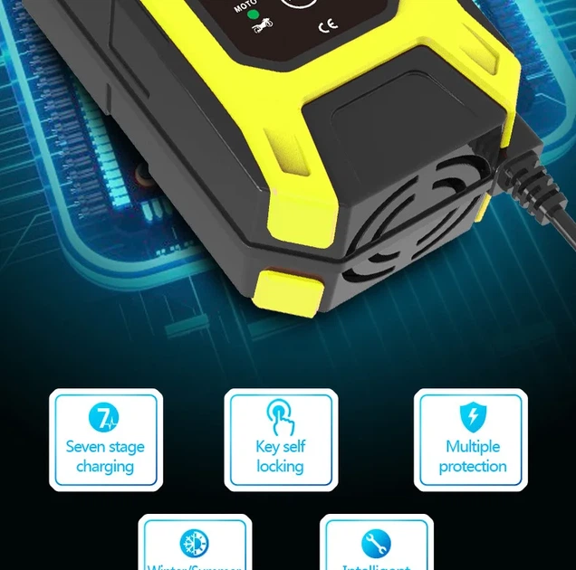 Зарядное устройство автомобильное Foxsur FBC1207D 12V/7А Автоматическое импульсное с функцией восстановления Yellow (19427) - изображение 5