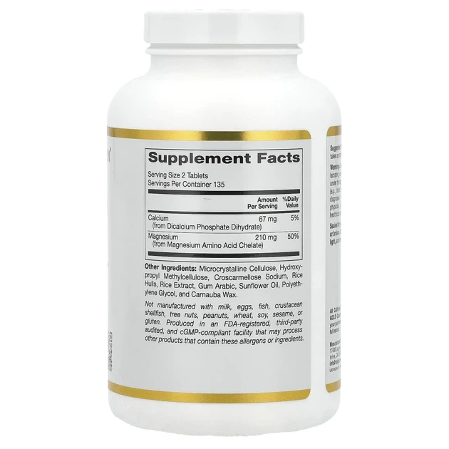 Хелат магнію з кальцієм California Gold Nutrition (Magnesium Calcium Chelate) 270 таблеток (CGN-01969) - изображение 2