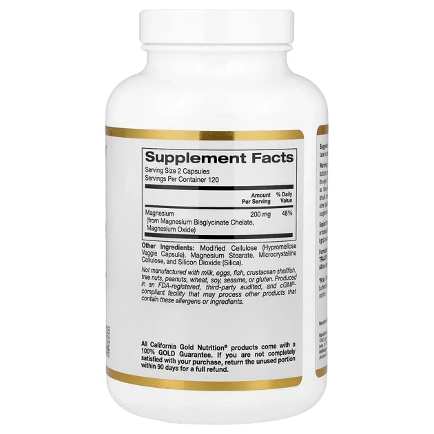 Бісгліцинат магнію California Gold Nutrition (Magnesium Bisglycinate) 240 веганських капсул з TRAACS® (CGN-01902) - изображение 2