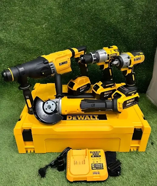 Набор инструментов DeWalt 4в1, аккумуляторный шуруповерт, гайковерт, перфоратор, болгарка, дрель в кейсе - изображение 3