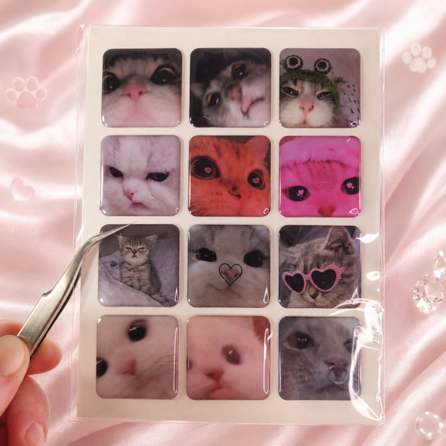 Объемные 3D стикеры котики 12 шт, Cat 3D Stickers - Фото 3 Объемные 3D стикеры котики 12 шт, Cat 3D Stickers - изображение 3