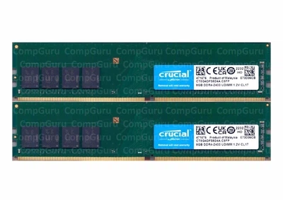 Комплект оперативной памяти для ПК Crucial 16GB (2x8GB) DDR4 2400MHz UDIMM (CT8G4DFS824A.C8FP) - Фото 1 Комплект оперативной памяти для ПК Crucial 16GB (2x8GB) DDR4 2400MHz UDIMM (CT8G4DFS824A.C8FP) - изображение 1
