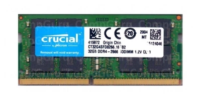 Оперативна пам'ять для ноутбука Crucial 32GB DDR4 2666MHz SO-DIMM (CT32G4SFD8266.16FB2) - Фото 1 Оперативна пам'ять для ноутбука Crucial 32GB DDR4 2666MHz SO-DIMM (CT32G4SFD8266.16FB2) - зображення 1