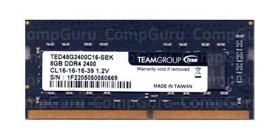 Оперативна пам'ять для ноутбука TeamGroup 8GB DDR4 2400MHz SO-DIMM (TED48G2400C16-SBK) - Фото 1 Оперативна пам'ять для ноутбука TeamGroup 8GB DDR4 2400MHz SO-DIMM (TED48G2400C16-SBK) - зображення 1