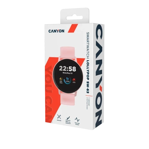 Смарт-годинник Canyon SW-63 "Lollypop", Pink, 1.3" (CNS-SW63PP) - зображення 6