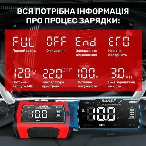 Зарядное устройство HTRC для АКБ авто мото та LiFePO4 10 А 12/24 В (1012) - изображение 9