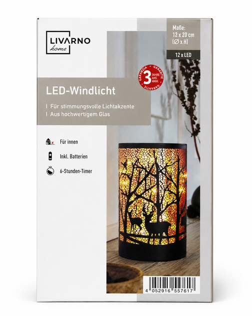 LED декоративный светильник свеча LIVARNO home "Олени", на батарейках - изображение 2