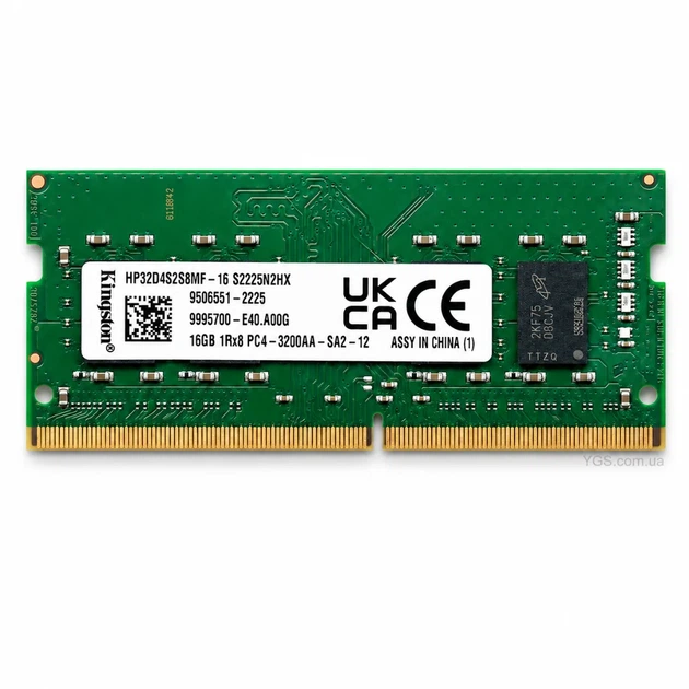 Оперативна пам'ять для ноутбука Kingston 16GB DDR4 3200MHz SO-DIMM 1Rx8 (HP32D4S2S8MF-16) - Фото 1 Оперативна пам'ять для ноутбука Kingston 16GB DDR4 3200MHz SO-DIMM 1Rx8 (HP32D4S2S8MF-16) - зображення 1