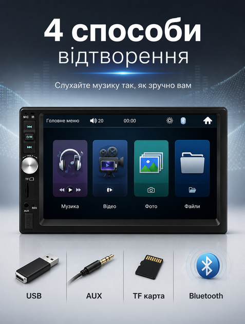 Автомагнитола 2DIN сенсорная в машину с Bluetooth USB FM радио пультом 7 дюймов мультимедийная система магнитола для авто - изображение 4