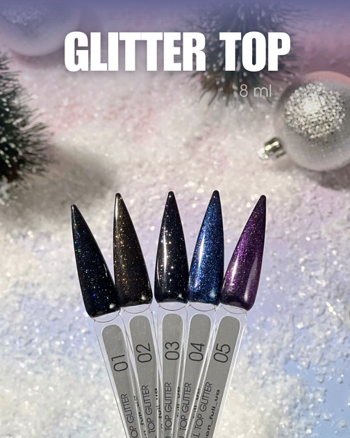 Топ для гель лака Moon Full Top Glitter Silver №03 (Без липкого слоя), 8 мл - изображение 6