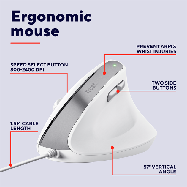 Миша Trust Bayo II Ergon USB White (TR25397) - зображення 8