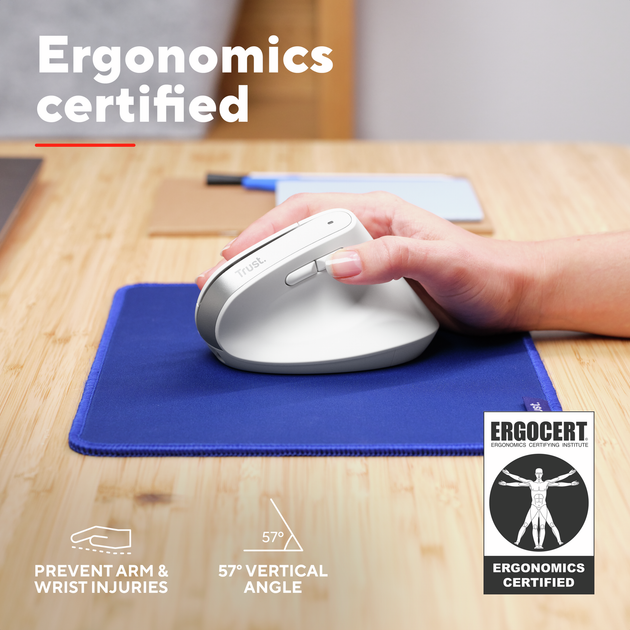 Миша Trust Bayo+ Ergo Wireless/Bluetooth White (TR25399) - зображення 8