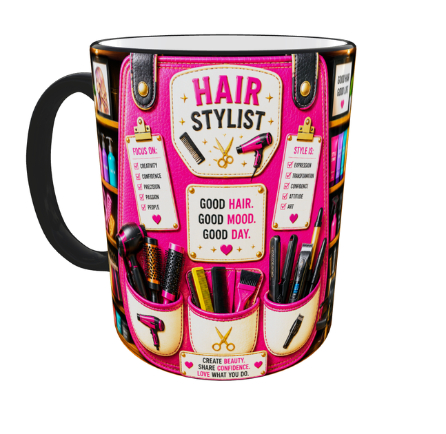 Кружка (чашка) с принтом Hair Stylist Organizer – Professional Organizer Collection | Подарок парикмахеру, стилисту | Керамическая 330 мл(черная ручка) - изображение 3