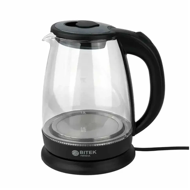 Электрочайник 1,8л 2400Вт стеклянный BITEK BT-3110 черный с LED подсветкой и защитой от перегрева - зображення 6