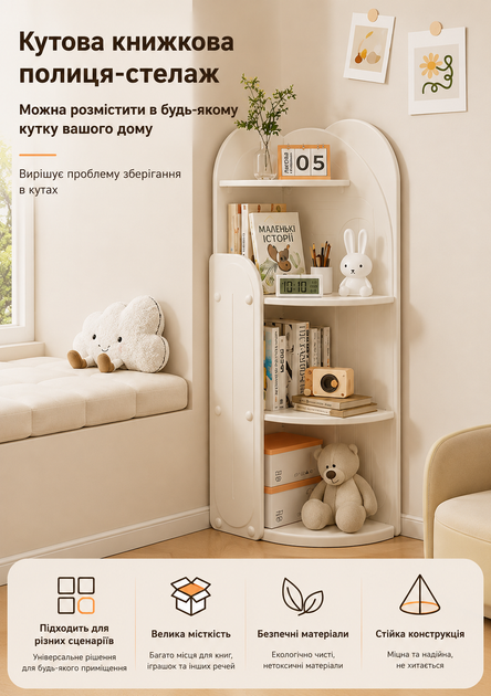 Дитячий кутовий стелаж для книг та іграшок Terrio Corny стелаж полиця в дитячу кімнату - зображення 6