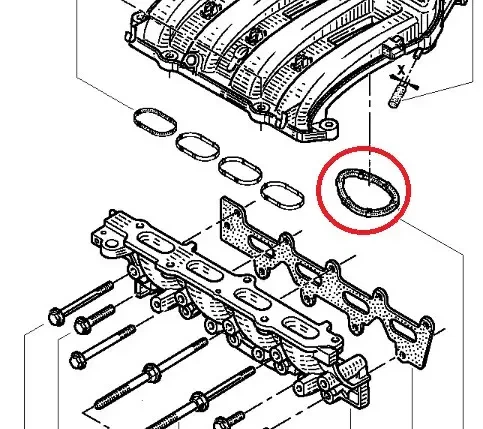 Прокладка впускного коллектора (под сопун) Renault Scenic II (Рено Сценик 2) - 1.4i 16V (K4J) - изображение 2