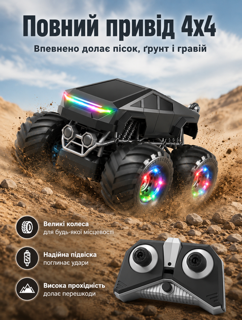 Радиоуправляемая машинка‑вездеход HB Toys с подсветкой и звуковыми эффектами - изображение 2