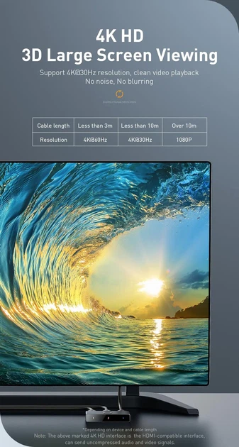Свитч, переключатель двунаправленный Baseus CAHUB-BC0G, HDMI 2.1, 4K, 144Hz, HDR, 1to2, 2to1, для PS5, 4, 3, TV Box, Xbox, PC, Grey-Black - изображение 16