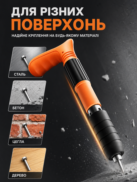Пневматический монтажный пистолет-нейлер MTX для забивания гвоздей и дюбелей в кейсе - изображение 2