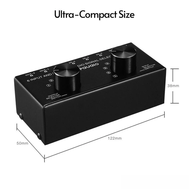 Аудіо свитч 6 входів 2 віходи Audio Switcher 6-In 2-Out 2-Way Selector Селекторний розгалужувач H5E2Box Splitter H5E2 - Фото 4 Аудіо свитч 6 входів 2 віходи Audio Switcher 6-In 2-Out 2-Way Selector Селекторний розгалужувач H5E2Box Splitter H5E2 - зображення 4
