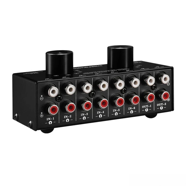 Аудіо свитч 6 входів 2 віходи Audio Switcher 6-In 2-Out 2-Way Selector Селекторний розгалужувач H5E2Box Splitter H5E2 - Фото 6 Аудіо свитч 6 входів 2 віходи Audio Switcher 6-In 2-Out 2-Way Selector Селекторний розгалужувач H5E2Box Splitter H5E2 - зображення 6