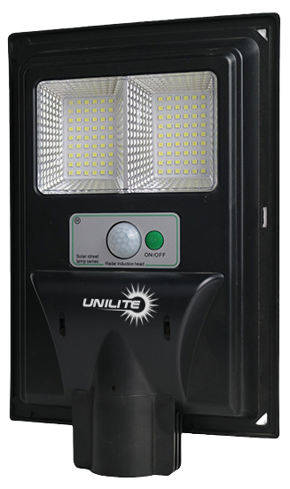LED вуличний світильник на сонячній батареї UNILITE 30W 6500K, Акумулятор: 3.2V, 4.5Аh Сонячна панель: 6V, 4W, з датчик руху, - зображення 3