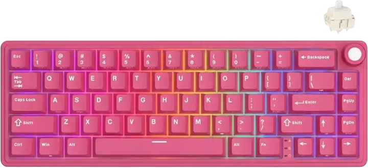 Клавіатура дротова RK ROYAL KLUDGE R65 Berry Red Gaming Cream Switch (RK-R65-BERYRED-CRMSW-US) - Фото 1 Клавіатура дротова RK ROYAL KLUDGE R65 Berry Red Gaming Cream Switch (RK-R65-BERYRED-CRMSW-US) - зображення 1
