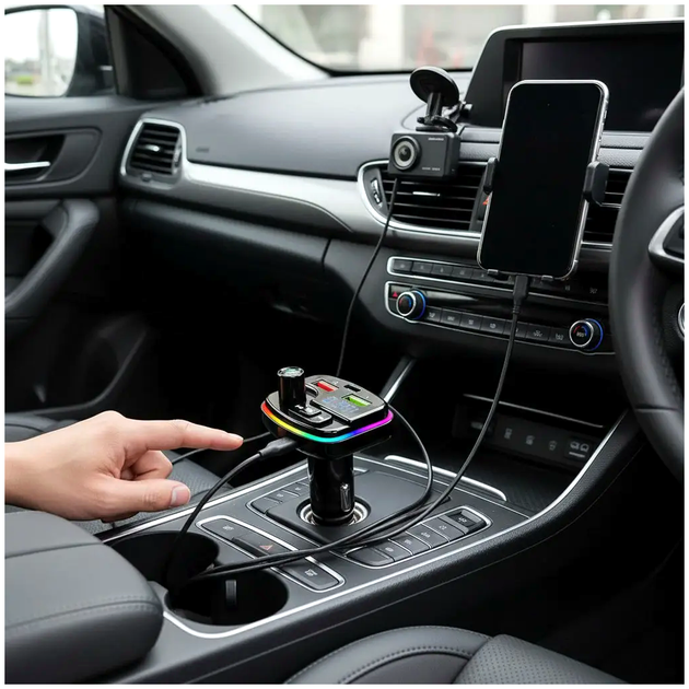 FM-трансмиттер с зарядкой 2xUSB Bluetooth поддержка microSD для автомобиля PERVOI LS-2465 - изображение 3