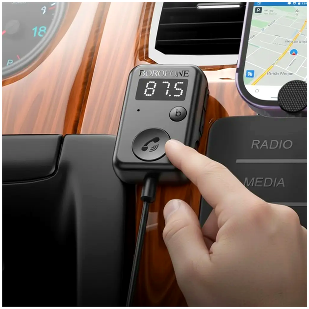 FM модулятор Bluetooth 5.3 AUX для автомобиля до 32 ГБ черный Borofone LS-2686 - Фото 2 FM модулятор Bluetooth 5.3 AUX для автомобиля до 32 ГБ черный Borofone LS-2686 - изображение 2