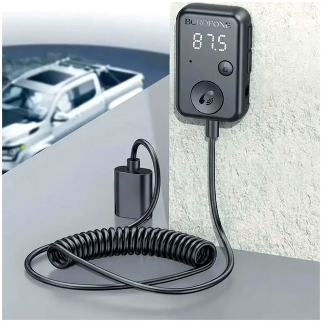 FM модулятор Bluetooth 5.3 AUX для автомобиля до 32 ГБ черный Borofone LS-2686 - Фото 6 FM модулятор Bluetooth 5.3 AUX для автомобиля до 32 ГБ черный Borofone LS-2686 - изображение 6