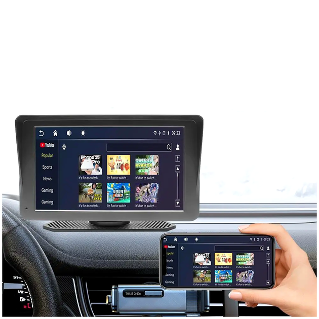 Бездротова мультимедійна система 7 дюймів CarPlay для авто сенсорний екран чорний LS-1258 - зображення 3