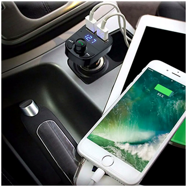 FM модулятор Bluetooth с микрофоном и USB для автомобиля 12-24V CAR X8 BT LS-146 - изображение 2