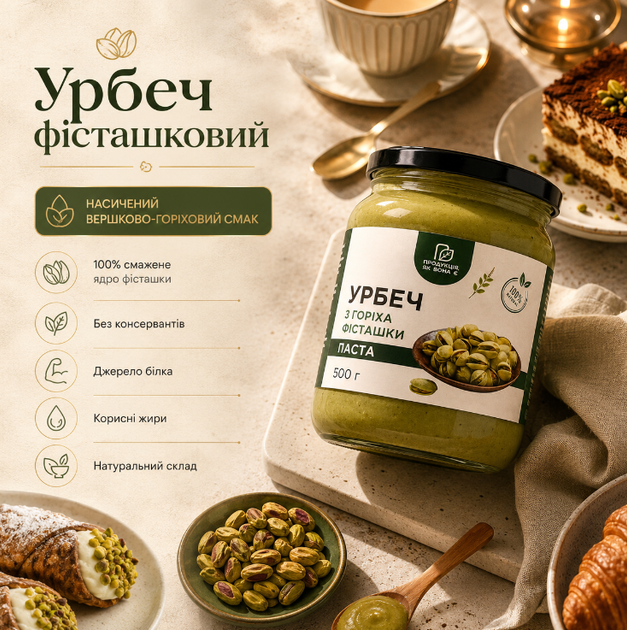 Фисташковая паста 500 г 100% натурально из фисташек без добавок - Фото 1 Фисташковая паста 500 г 100% натурально из фисташек без добавок - изображение 1