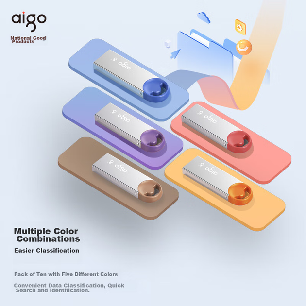Флеш-накопитель Aigo 8 ГБ USB 2.0 для участия в тендерах (U212), профессиональный, для корпоративных конкурсов, комплект из десяти штук, компактный, с металлическим корпусом, небольшой емкости. - изображение 4