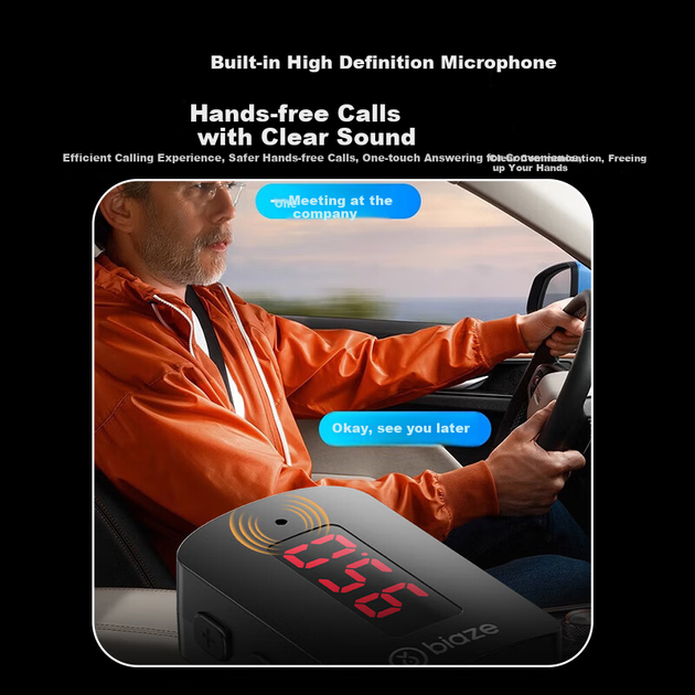 Автомобільний FM-трансмітер Biaze Bluetooth 5.4 USB (D51-M10) - зображення 7