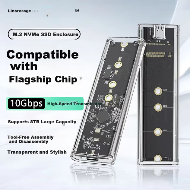 Корпус для зовнішнього SSD-накопичувача LINSTORAGE M.2 NVMe Type-C 3.2, корпус для жорсткого диска з USB 3.2 та портом USB 3.2 для ноутбука та мобільного телефону - Фото 4 Корпус для зовнішнього SSD-накопичувача LINSTORAGE M.2 NVMe Type-C 3.2, корпус для жорсткого диска з USB 3.2 та портом USB 3.2 для ноутбука та мобільного телефону - изображение 4