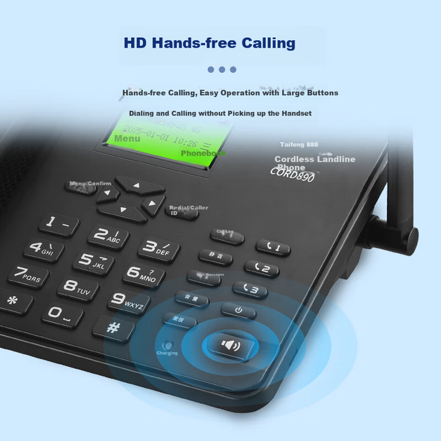 Телефон стаціонарний Taifeng888 4G/5G бездротовий CORD890 чорний - зображення 8