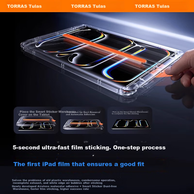 Защитное стекло TORRAS для iPad Pro 11" (M5, 2025), прозрачное, на весь экран - изображение 5