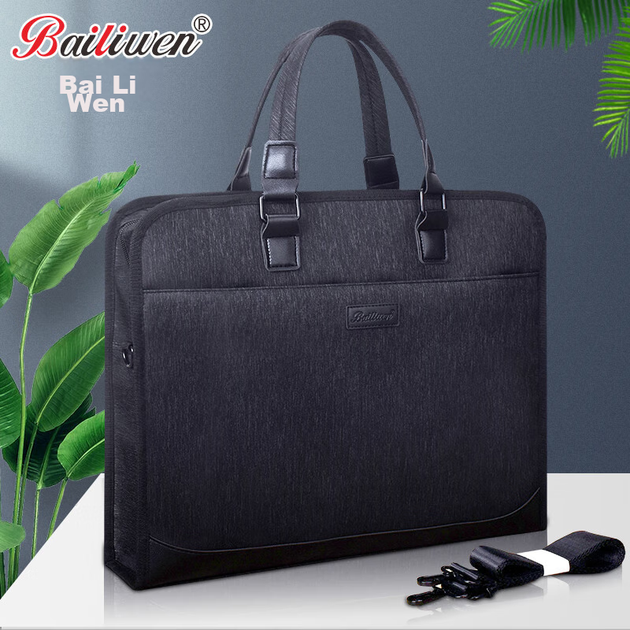 Bailiwen B0074 Чорна 3D двошарова сумка, сумка для офісних зустрічей, сумка для документів, портативний чоловічий портфель через плече великої місткості, сумка для ноутбука, сумка для бізнесу, сумка для конференцій - изображение 5