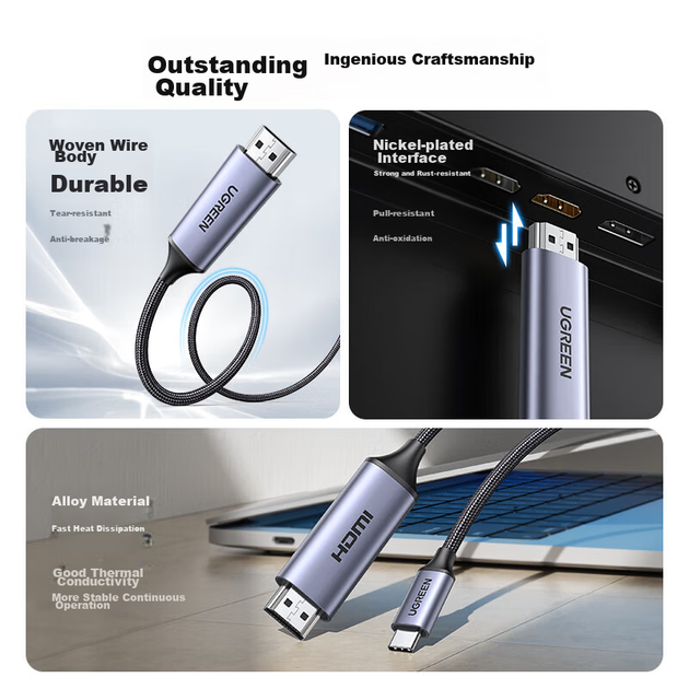 Кабель Ugreen USB Type-C - HDMI 4K 60 Гц 2 м (50571) - Фото 2 Кабель Ugreen USB Type-C - HDMI 4K 60 Гц 2 м (50571) - изображение 2