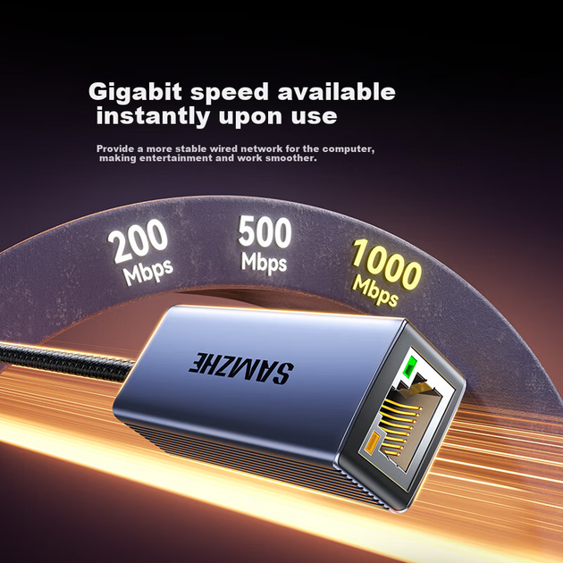 Мережевий адаптер SAMZHE Sanze / USB 3.0 / Gigabit Ethernet (RJ45) - зображення 2