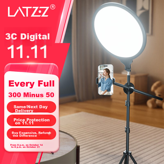 Заповнююче світло для повноекранних трансляцій LATZZ, настільне світло для краси обличчя, спеціалізоване світлодіодне світло для студійного стримера для обличчя, м'яке світло для фото та відео, безтіньове світло на весь екран - изображение 4