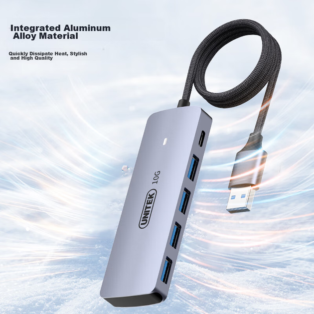 USB-концентратор UNITEK USB 3.2, 10 Гбіт/с, з блоком живлення Type-C, кабель 1 м - зображення 11
