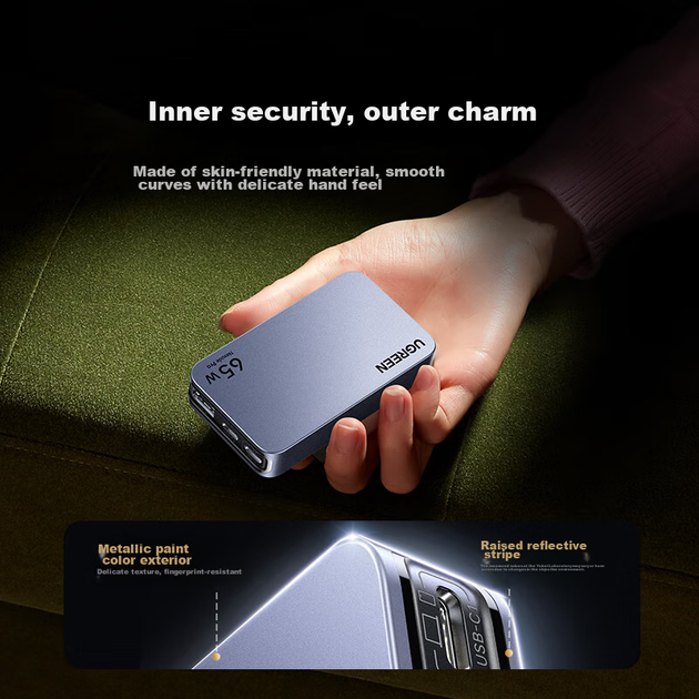Зарядное устройство UGREEN GaN 65Вт PD, Type-C, для iPhone, Samsung, MacBook - изображение 7