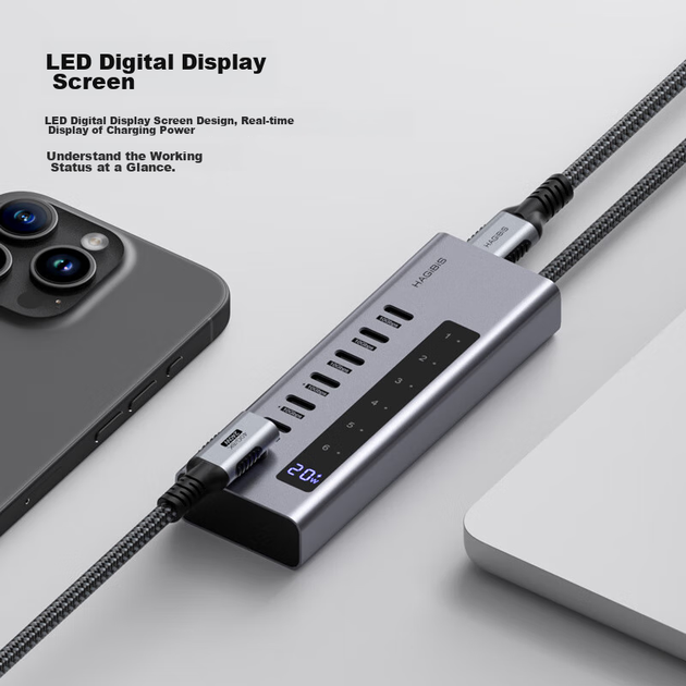 Док-станция Hagibis All-C Port Expansion Dock, Type-C Hub, USB Splitter, HUB Converter, быстрая зарядка PD, независимый адаптер питания, подходит для компьютеров Apple и ноутбуков Mac. - зображення 6