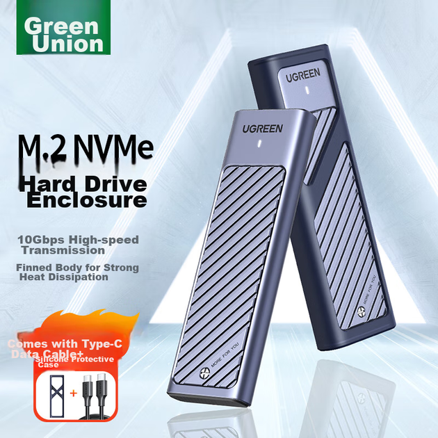Зовнішній корпус для SSD-накопичувача UGREEN M.2, подвійний протокол NVMe/SATA, сумісний з Type-C 3.2, для ноутбуків та 17-дюймових зовнішніх корпусів для SSD-накопичувачів Apple - изображение 11