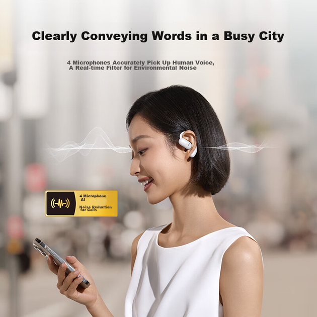 Наушники SoundCore Ankfei Yue Air открытого типа, с заушным креплением, беспроводные Bluetooth спортивные наушники для бега, совместимы с Apple, Huawei, Xiaomi, белый цвет. - зображення 11