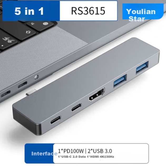 Розгалужувач Youlianxing Type-C-HDMI з PD, HUB, 3615 - зображення 4