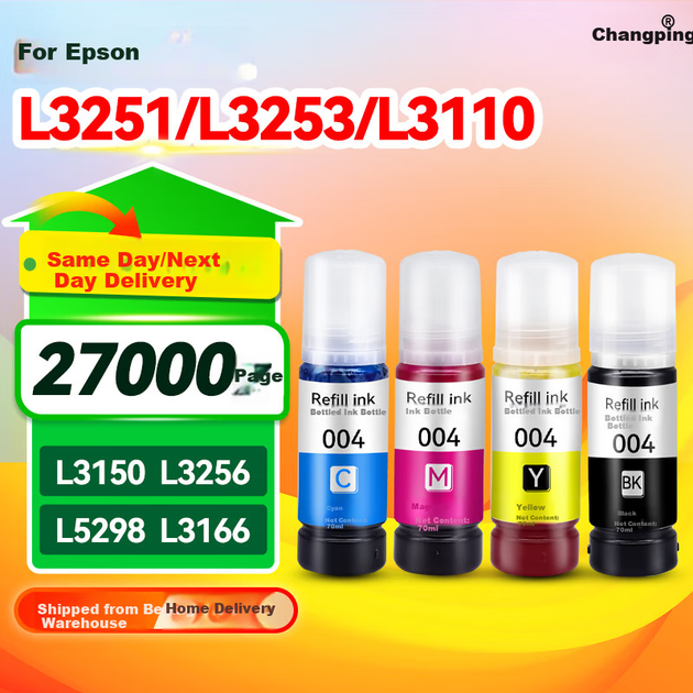 Чернила Zhangping, черные, для принтеров Epson L3250/L3251/L3169/L3168/L3153/L3110/L3256/L3253/L3166/L3167/L3210 - изображение 4