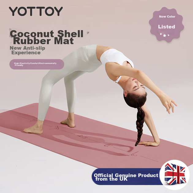 Коврик для йоги Yottoy из натурального каучука с рисунком кокосовой скорлупы, профессиональный, нескользящий, 183*68 см, для фитнеса, подходит для женщин и мужчин, очень широкий и длинный, светло-дымчато-розовый. - зображення 4